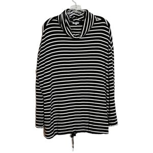 Splendid Stripe Turtleneck Sweater Black White S
